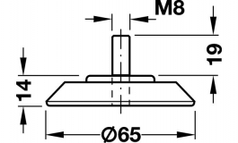 Hafele - Ніжка меблева aлюм. колір мат. M8 14мм - 634.50.467