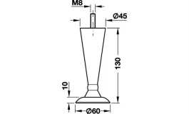Hafele - Ніжка меблева алюм.пол.M8  130мм - 634.60.221