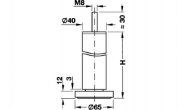 Hafele - Опора декор D40х180-200 мм, М8, алюм., поліров. - 634.62.352