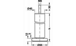 Hafele - Меблева ніжка, що регулюється Н 100 мм, М8,алюм.,п - 634.62.364