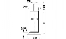 Hafele - Опора, що  регулюється Н 100 мм, М8,алюм.,матов.,а - 634.62.584