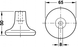 Hafele - Опора меблева для килимів  пластм. хром./чорн. 65x50мм - 635.99.200