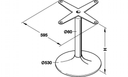 Hafele - Ніжка для столу основа і кріплення до столу: сталь полірована D530мм 595мм нога: алюміній хромована D60мм 680мм - 638.41.001