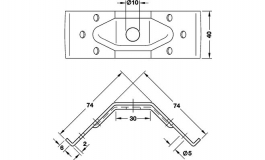 Hafele - Царга кутова для столу 74х74х40 мм, сталь, оцинк. - 641.00.901