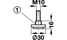 Hafele - Опора-гвинт D30 мм, М10х20 мм, сталь, нікельов. - 651.02.909