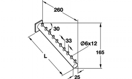 Hafele - Консоль з нахилом 60 грд. D25х300 мм, ст., RAL9006 - 790.49.911