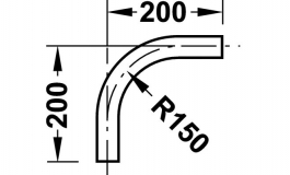 Hafele - Коліно труби 90 град,R 150мм,D 38мм,латунь, полір. - 812.01.836