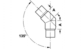 Hafele - Трубне з"єднання 135 град,D38 мм, латунь, хром. по - 812.02.235