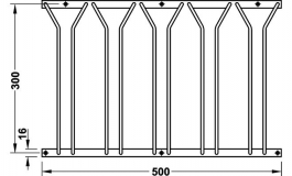 Hafele - Тримач бокалів 300х500мм, нержавіюча сталь матова, 5 рядів - 812.09.682