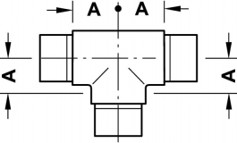 Hafele - З'єднувач труби Т-подібний, покриття латунь, 51мм - 812.12.811