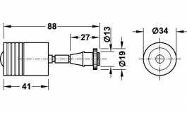 Hafele - Світильник LEDOS 1043 хромований матовий/тепле біле світло 12V/2W - 832.02.442