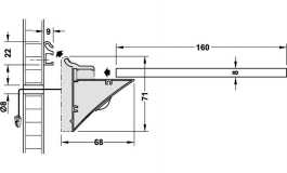 Hafele - Полиця скляна з LED 2006 12V/4W голубе світло 70х175х600мм - 833.74.010