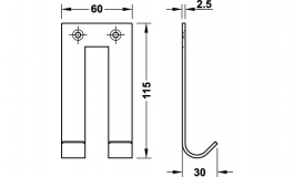 Hafele - Гачок гардеробний нержавіюча сталь 60x115 мм - 844.10.060