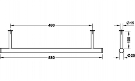 Hafele - Вішалка-тримач нержавіюча сталь матова 580х125 мм - 844.19.020