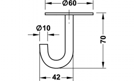 Hafele - Гачок гардеробний нержавіюча сталь матова 60x70 мм - 844.22.010