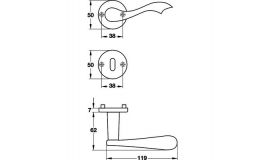 Hafele - Комплект ручок LISA CB латунь нікельована матова PVD - 900.91.376
