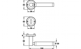 Hafele - Комплект ручок LONDA PC 8 латунь хромована полірована/ нержавіюча сталь матова - 900.92.122