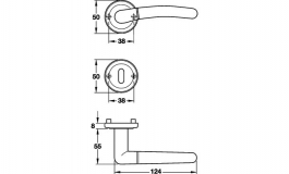 Hafele - Комплект ручок РС цамак, колір:латунь, матова, полірована - 900.92.219