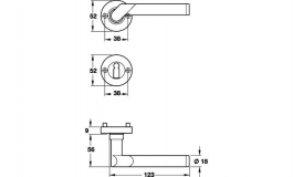 Hafele - Комплект ручок D18х123х56 мм, PZ, латунь,хром.пол. - 901.82.067