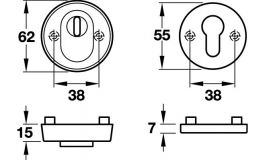 Hafele - Розетка PC з захистом 15 mm нержавіюча сталь матова 7393 - 902.59.040