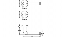 Hafele - Набір ручок PC  8 нержавіюч,ст.,мат.,/ал.,срібл. - 902.92.200