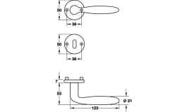 Hafele - Комплект ручок CB SISSIA лівий нержавіюча сталь матова 8мм - 902.95.370