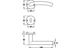 Hafele - Комплект ручок STELLIA довга планка PC лівий нержавіюча сталь матова 8мм - 902.95.490