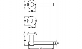 Hafele - Комплект ручок VENNIA лівий нержавіюча сталь матова 8мм - 902.95.660