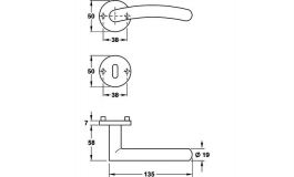 Hafele - Комплект ручок MARTA з кнобом PC лівий нержавіюча сталь матова 8мм - 902.95.676