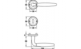 Hafele - Комплект ручок SASCIA з кнобом PC лівий нержавіюча сталь полірован/матова 8мм - 902.95.941