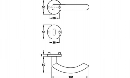 Hafele - Комплект ручок CB MONA правий нержавіюча сталь матова 8мм - 902.96.044