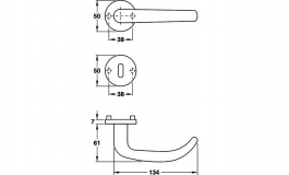 Hafele - Комплект ручок для вхідних дверей 8 MARIA, нержавіюча сталь матова, права - 902.96.092