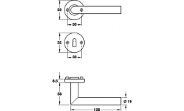 Hafele - Комплект ручок для вхідних дверей 8 SANDRA нержавіюча сталь матова права - 902.96.220