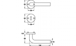 Hafele - Комплект ручок для вхідних дверей 8 SOFEA нержавіюча сталь матова правий - 902.96.230
