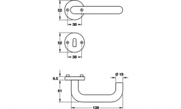 Hafele - Комплект ручка з кнопкою 8 SARIA, нержавіюча сталь матова, права - 902.96.240