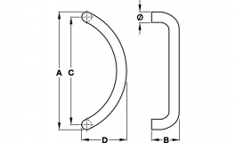 Hafele - Ручка ADAMO для вхідних дверей нержавіюча сталь матова D30мм 80х145х350мм - 903.02.983
