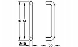 Hafele - Ручка BODO нержавіюча сталь матова 225мм для дерев'яних дверей - 903.03.162