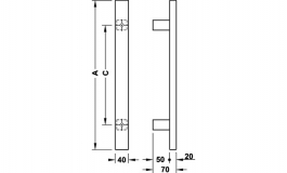 Hafele - Ручка для скляних дверей нержавіюча сталь матова 450мм - 903.03.483