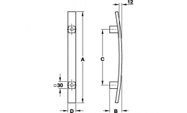 Hafele - Ручка для дверей нержавіюча сталь матова 35х408мм розмір свердління 250мм - 903.06.925