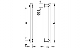 Hafele - Ручка для вхідних дверей 6501 нержавіюча сталь матова 350мм - 903.10.838