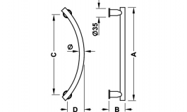 Hafele - Ручка для вхідних дверей 6504 нержавіюча сталь матова 350мм - 903.10.839