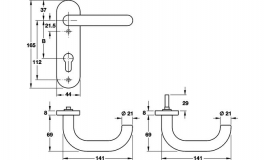 Hafele - Комплект ручок PC 9 вогнетривкі нержавіюча сталь матова PARIS - 903.76.131