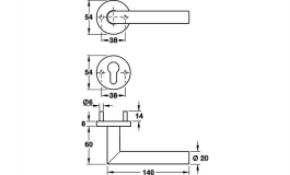 Hafele - Комплект ручок на розетці 8 CB PDH4103 нерж. сталь alasept - 903.79.106