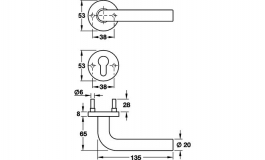 Hafele - Комплект ручок на розетці 8 CB PDH5101 нерж. сталь alasept - 903.79.109
