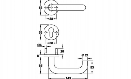 Hafele - Комплект ручок на розетці 8 CB PDH5102 нерж. сталь alasept - 903.79.112