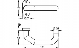 Hafele - Дверна ручка з розеткою 8 нержавіюча сталь матова модель RR-Rondo - 903.80.500