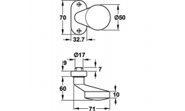 Hafele - Ручка-кнопка нержавіюч.сталь поверхня матова нерухома - 903.80.603