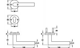 Hafele - Комплект ручок AMSTERDAM WС нержавіюча сталь матовий 8мм - 903.83.031
