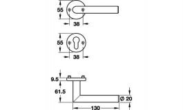 Hafele - Ручка PC набір 8 нержавіюч сталь, мат. - 903.92.000