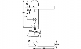 Hafele - Набір ручок з проф. циліндром 9 FP нержавіюч.ст. к - 903.92.913